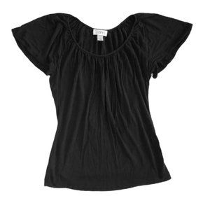 euc LOFT black flutter sleeve soft relaxed blouse